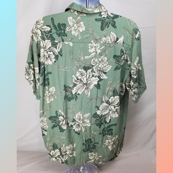Hilo Hattie Hawaiian Green Tropical Shirt Size L - Picture 3 of 5